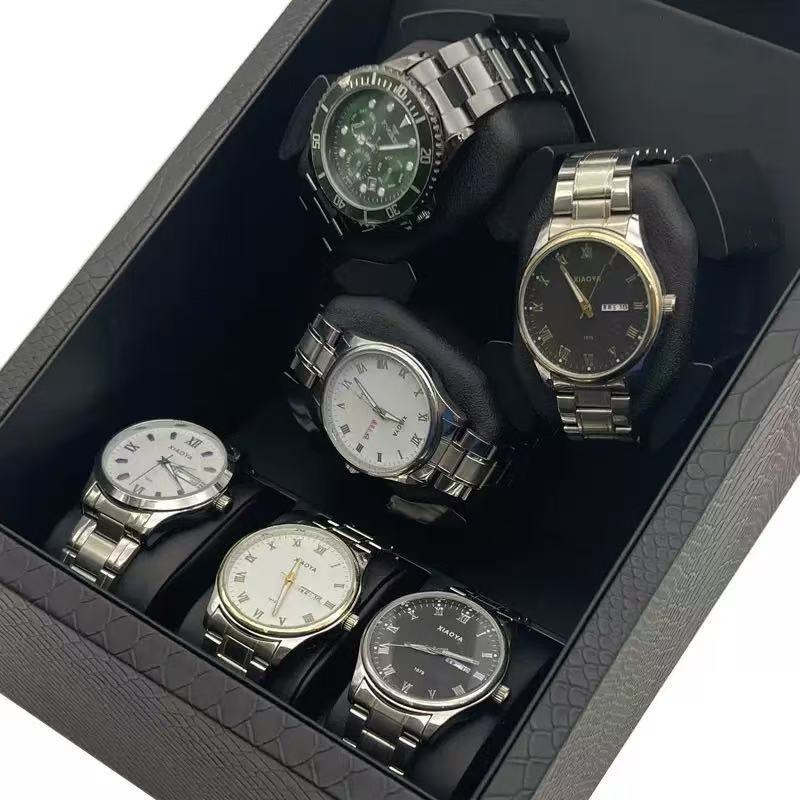 *พร้อมส่ง*กล่องหมุนนาฬิกา 3+3 เรือน(หนัง)Watch Winder กล่องนาฬิกา หยุดทันทีที่เปิดฝา เกียร์ 5 แสงโดยรอบ