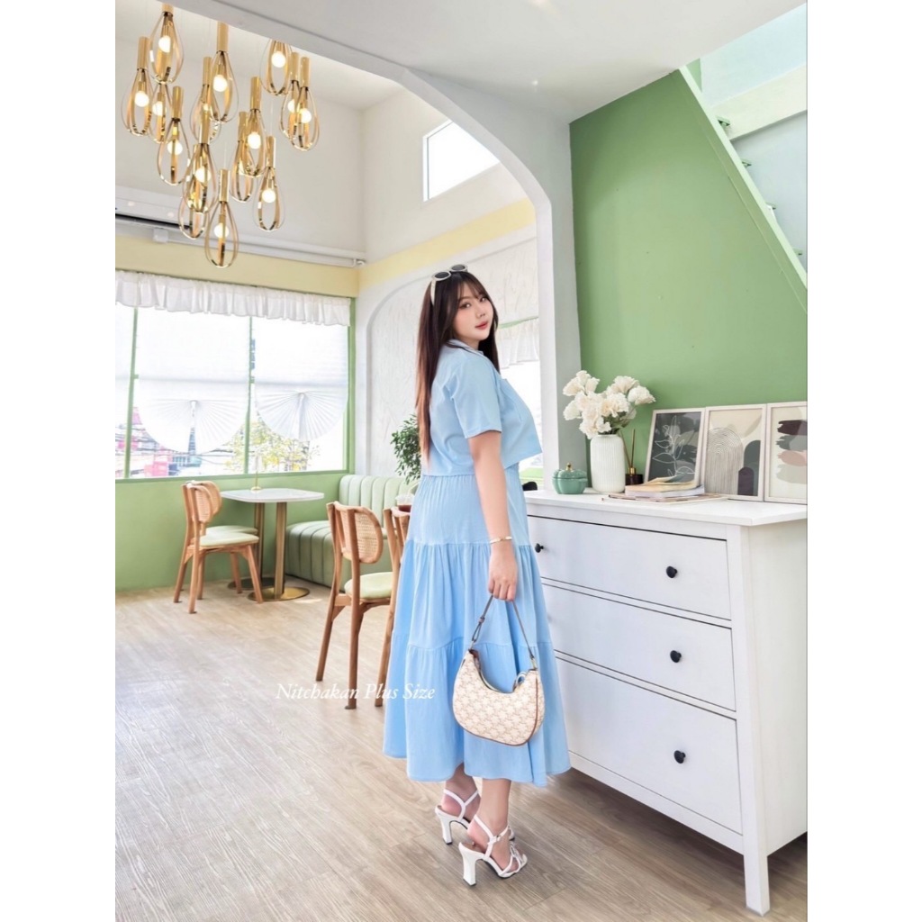 เชต2ชิ้น เสื้อ+กระโปรงลายโบว์ ทรงสวย ใส่พรางหุ่นได้ดีเวอร์ ใส่สวยดูแพง ดูสูงเพรียวงานสวยน่ารัก ถ่ายรูปชิวๆ พลัสไซส์ NP - รูปที่ 2