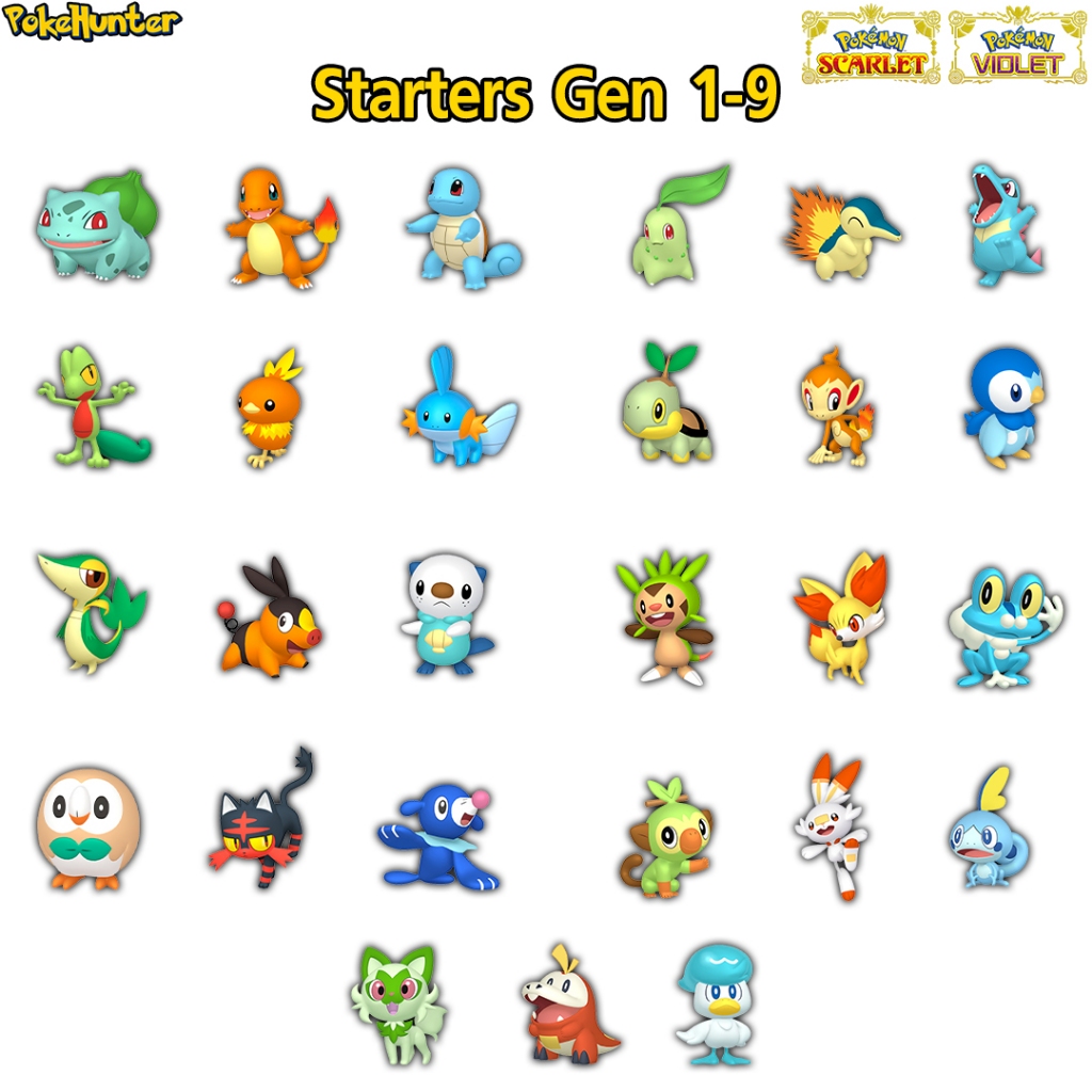 Pokemon Scarlet & Violet 🚩 Starters Gen 1-9 NotShiny & Shiny 🚩