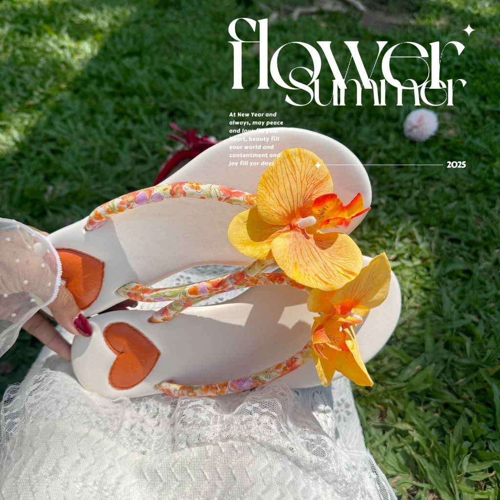 Flower Summer (เฉพาะตัวรองเท้า ไม่รวมดอกไม้ค่ะ)รองเท้าแตะน่ารัก ต้อนรับสงกานต์นี้ ผลิตในไทย