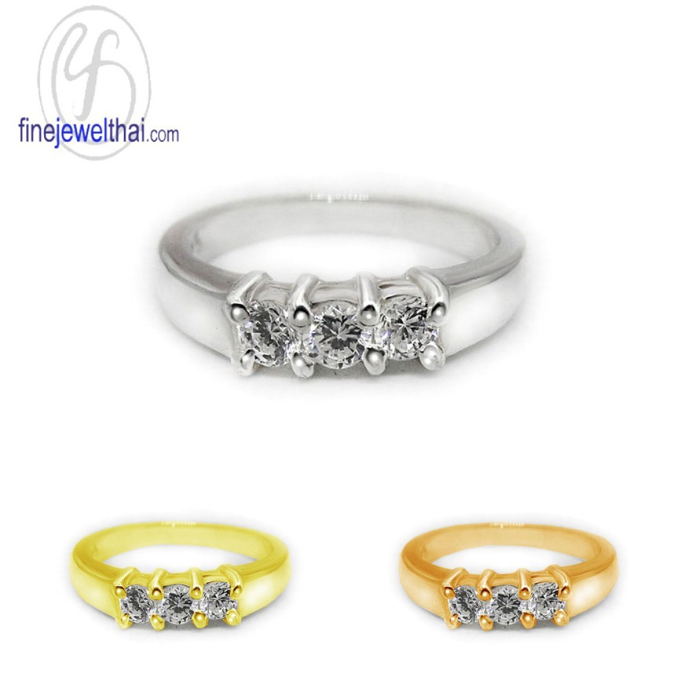 Finejewelthai-แหวนเพชรCZ-แหวนเงินแท้-แหวนหมั้น-แหวนแต่งงาน-R1012cz