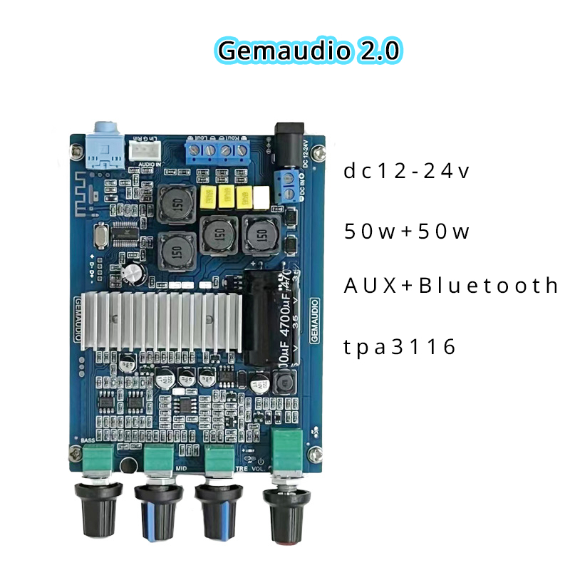 แอมป์จิ๋ว GEMAUDIO 2.0 ของแท้ กำลัง 2x50w 3116d2 บลูทูธ 5.0  แอมป์ 2.0