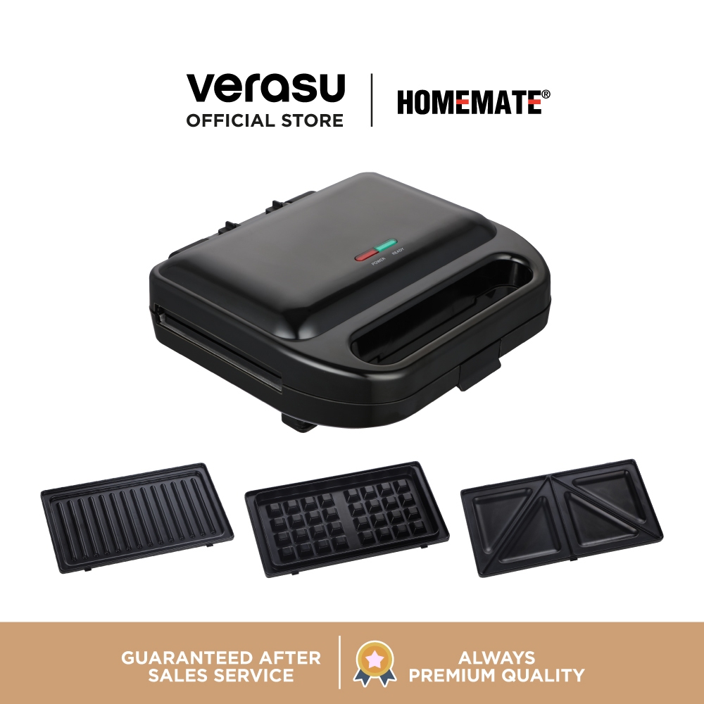 HOMEMATE เครื่องทำแซนด์วิชเปลี่ยนถาดได้ Sandwich Maker with Removable Plates HOM-265003