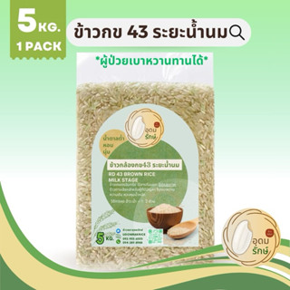 ข้าวกล้องกข 43 ระยะน้ำนม น้ำตาลต่ำ ข้าวตราอุดมรักษ์ 5 กิโลกร…