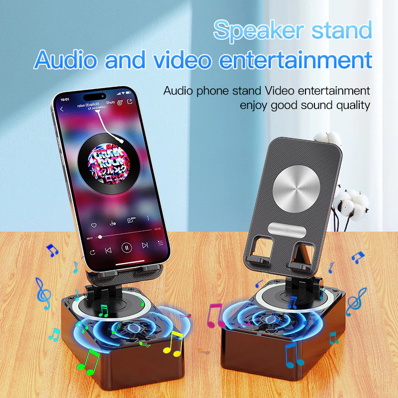 ลําโพงบลูทูธพร้อมขาตั้งโทรศัพท์ รุ่น PK-01 Bluetooth phone stand หมุนได้ 360° สามารถชาร์จโทรศัพท์ได้