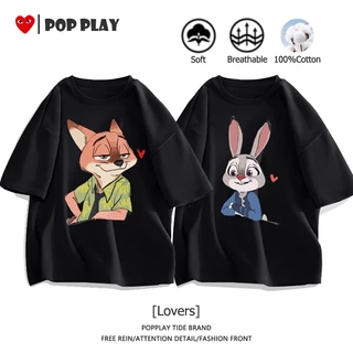 เสื้อยืด Zootopia เสื้อคู่ลายน่ารักๆไม่ซ้ำใคร คอกลม ผ้าฝ้ายแท้ ใส่สบาย ไม่หด 2025สินค้าใหม่! (ส่งเร็ว จัดส่งจากไทย)