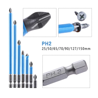 7 ชิ้นไขควงชุด Bit,แม่เหล็ก Anti-Slip ไขควงเจาะบิต,PH2 มาตรฐาน Phillips Bits ชุด 25 มม.-150 มม