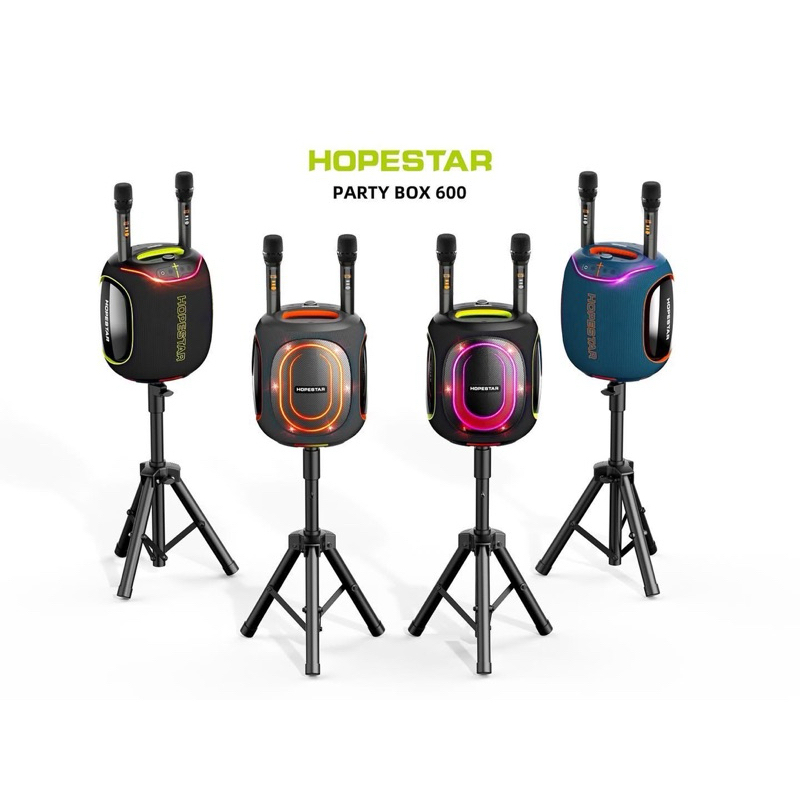 Hopestar Party BOX 600 ลำโพงบลูทูธ 300วัตต์ พร้อมไมค์ลอย2อัน ปรับเสียงไมค์ได้ ลำโพง6ดอก มีไฟRGB ปรับ