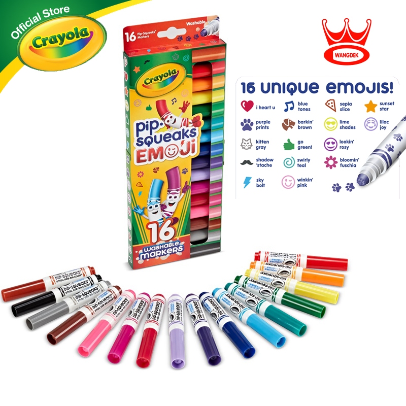 Crayola Pip Squeaks Emoji Washable Stamper Marker 16 colors เครโยล่า ตัวปั๊ม สีเมจิกปิ๊ป ล้างออกได้ 16สี 58-8717