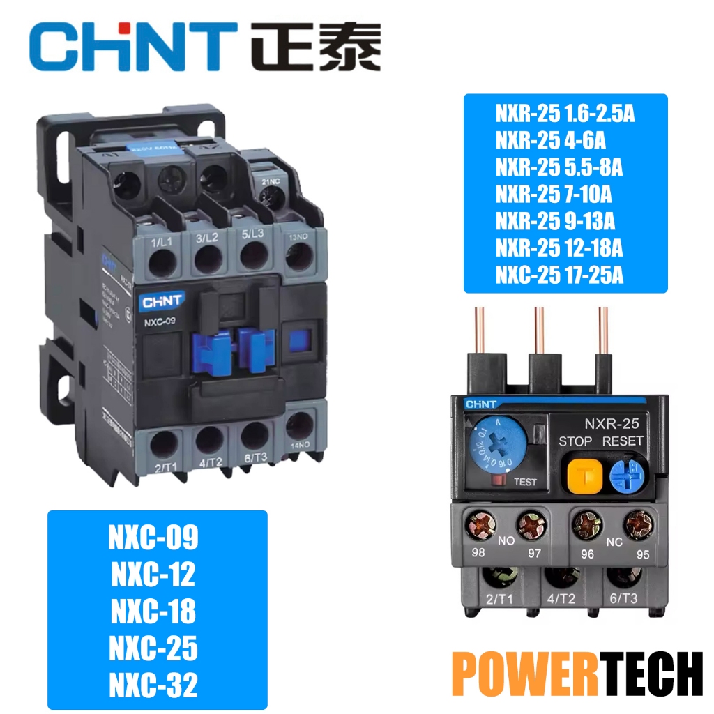 CHINT แมกเนติก NXC โอเวอร์โหลด NXR -25 Ac Contactor Coil 220V 380V Ac Contactor โอเวอร์โหลด