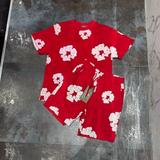 69635-63330 ลายดอกขาว เสื้อคอกลม เสื้อยืดแขนสั้น กางเกงขาสั้…