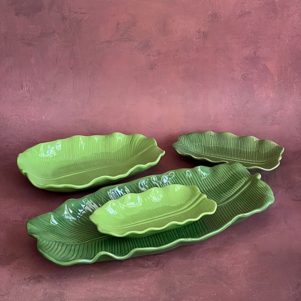 จานใบตอง จานเซรามิค มี3ขนาด สินค้าผลิตในไทย สินค้าพร้อมส่ง - AT1CERAMIC