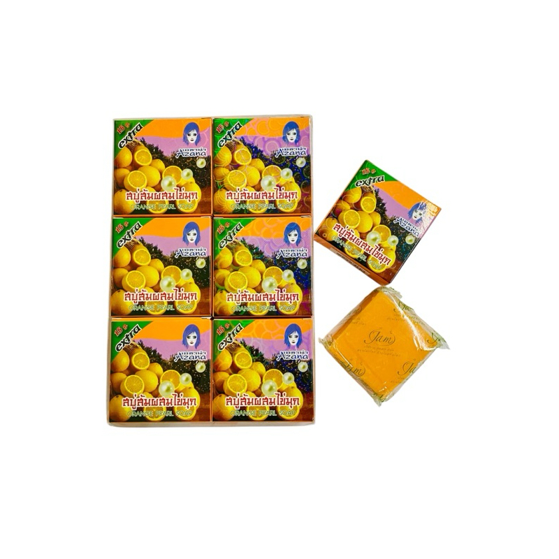 JAM สบู่แจม สูตร ส้มผสมไข่มุก (แบบกล่อง) 1แพ็ค มี 12 ก้อน ปริมาณสุทธิ 65กรัม