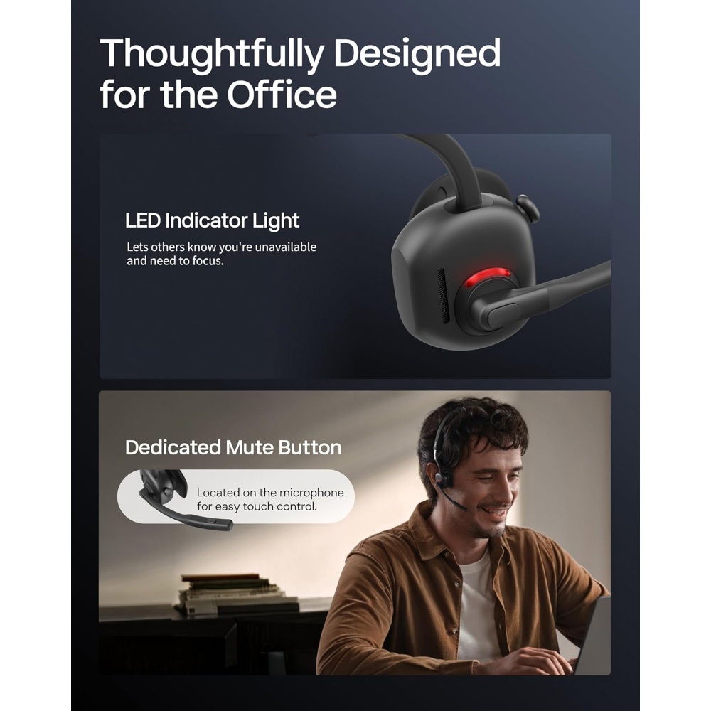 Shokz OPENMEET UC USB-C หูฟังไร้สาย สวมใส่สบาย น้ำหนักเบา การทำงาน การประชุม ไมค์คุณภาพสูง ได้รับรองจาก Zoom Certified