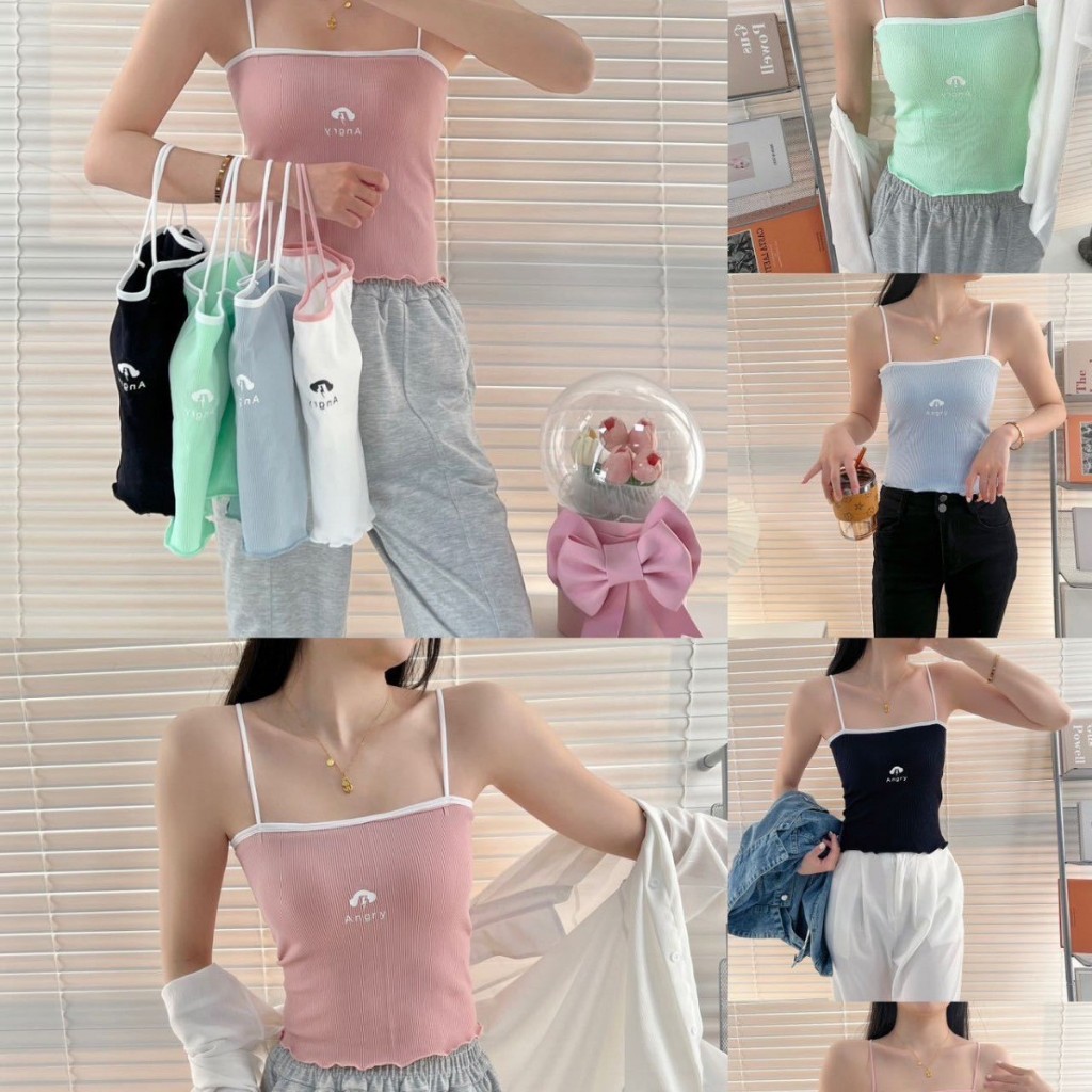 [ส่งจากไทย] 𝙎𝙩𝙪𝙙𝙞𝙤𝘽𝙧𝙖 #bra-295 เสื้อสายเดี่ยว มีฟองน้ำ ผ้าร่อง ยืดยุ่นได้