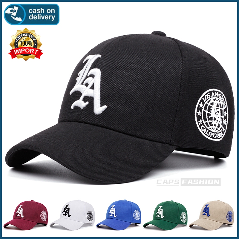 หมวกเบสบอล LA ปักลายตัวอักษร ผ้าฝ้ายแท้ สามารถปรับได้ สําหรับผู้หญิง และผู้ชาย หมวกกันแดดสำหรับเล่นกีฬา มีหลายสีให้เลือก