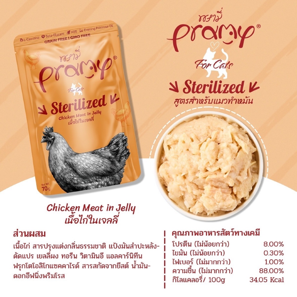 Pramy อาหารเปียกแมว (12ซอง) ทำจากปลาเนื้อขาว 100% Functional ย่อยง่าย ไม่เติมเกลือ โซเดี่ยมต่ำ รูปที่ 5