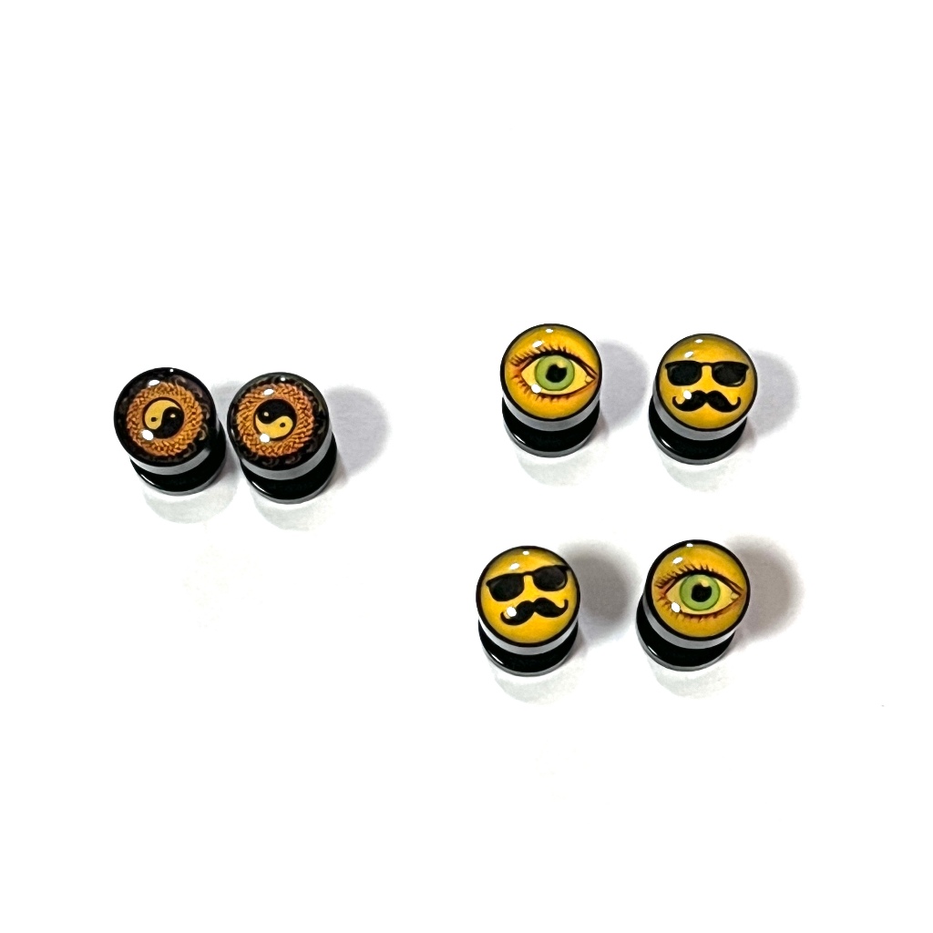 6pcsจิว ต่างหู Dumbbell 3 คู่ มีของพร้อมส่ง พลาสติก