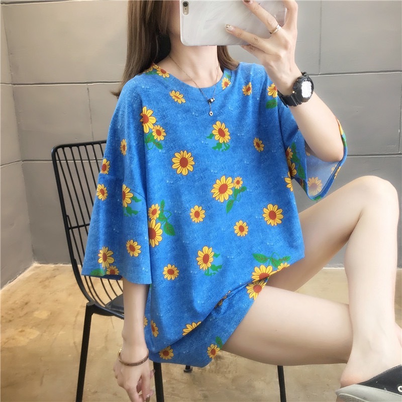 PS-รุ่น ลายดอก-114เสื้อยืดแขนสั้นลายดอกมาใหม่มี4ลายให้เลือกสีสันสดใสผ้านิ่มสวมใส่สบายเหมาะกับเทศกาลสงกรานต์พร้อมส่งจาก ก รูปที่ 3
