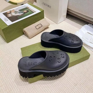 Size 35-45 รองเท้าผู้หญิงเปิดส้นGGส้นตึก เท้าอวบใส่ได้สบาย ส้นสูง 5.5cm.