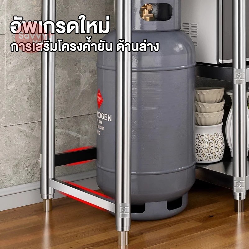 SV 🔥🔥🔥 โต๊ะวางเตาแก๊ส 3ชั้น ปรับความสูงได้ ชั้นวางเตาแก๊ส รับน้ำหนักได้กว่า 500KG ประหยัดพื้นที่ ทำความสะอาดง่าย - รูปที่ 5