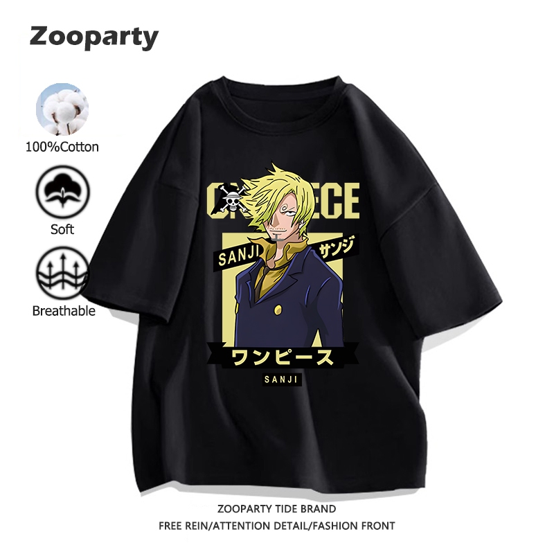 เสื้อยืด One Piece วันพีซ Sanji ผ้าฝ้ายแท้ ตัดเย็บดี เย็น อนิเมะ คอกลม เสื้อยืดแขนสั้น มี 9 สี(ส่งเร็ว จัดส่งจากไทย)