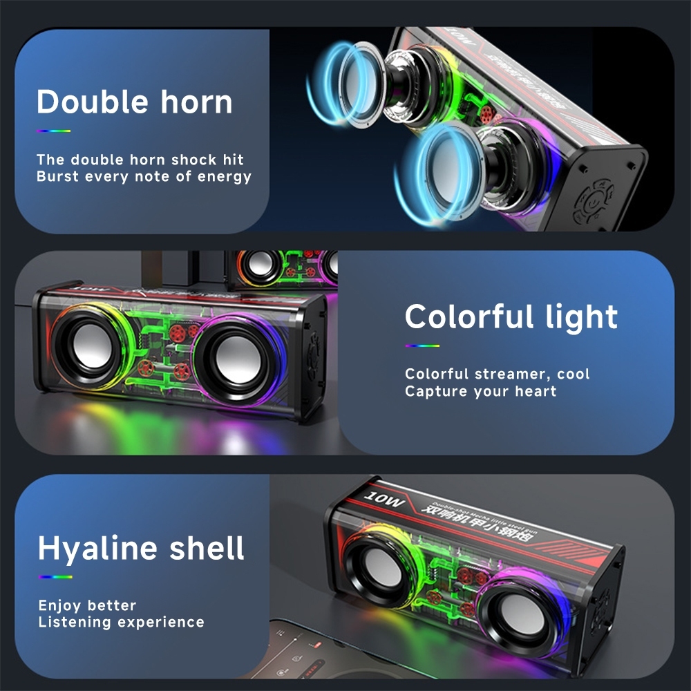 V8 ลำโพงบลูทูธ ลำโพงไร้สาย คุณภาพเสียงสูง ลำโพง แสงแห่งการหายใจ เสียงสเตอริโอ 3มิติ Black/White ระดับ ใช้ง่าย ส่งเร็วส่ง