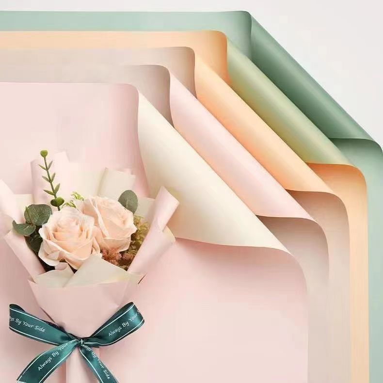 【20แผ่น】บรรจุภัณฑ์ดอกไม้ 58 * 58 ซม. ของขวัญบรรจุภัณฑ์กระดาษสองด้านสี【ADMM】