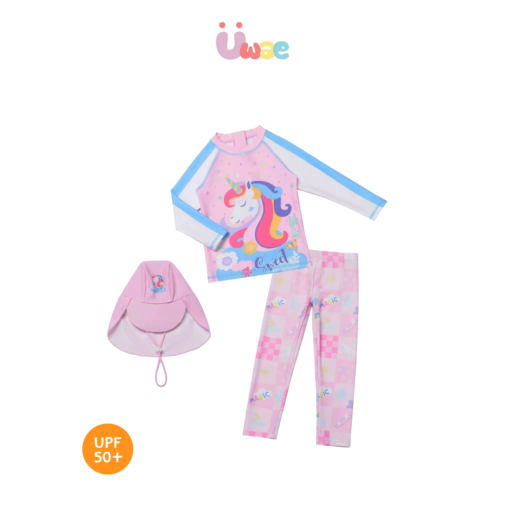 Uwae ชุดว่ายน้ำเด็กหญิงกันยูวี แขนขาวขายาว Unicorn Magic รุ่น UV428
