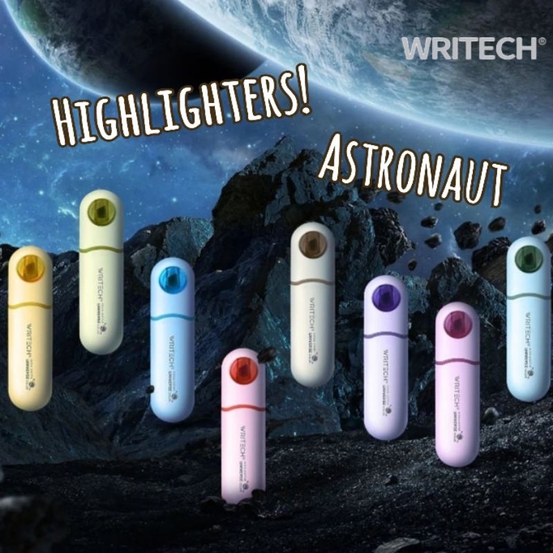Writech ปากกาเน้นข้อความ ASTRONAUT HIGHLIGHTERS รุ่น W-8154 ปากาไฮไลท์ หัวนุ่ม เขียนลื่น สีสวย (ราคาต่อ 1 ด้าม)