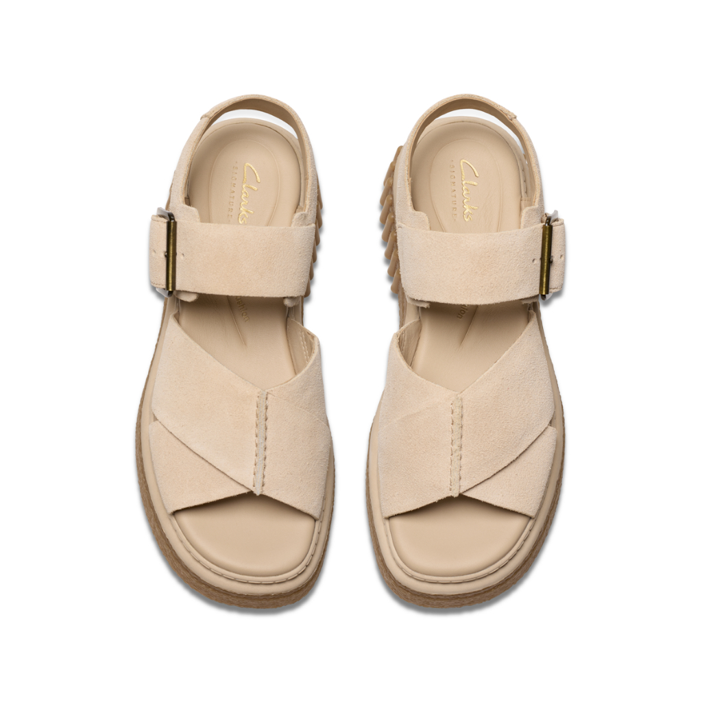 Clarks รุ่น EVAMAR WISH สี ECRU SUEDE รองเท้าแตะรัดส้น หนังกลับ คุณภาพดี ใส่สบาย