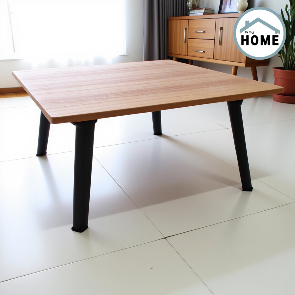 Inmyhomeโต๊ะญี่ปุ่น(S) ขนาด40*60cm. โต๊ะพับอเนกประสงค์ลายไม้ สีบีซ