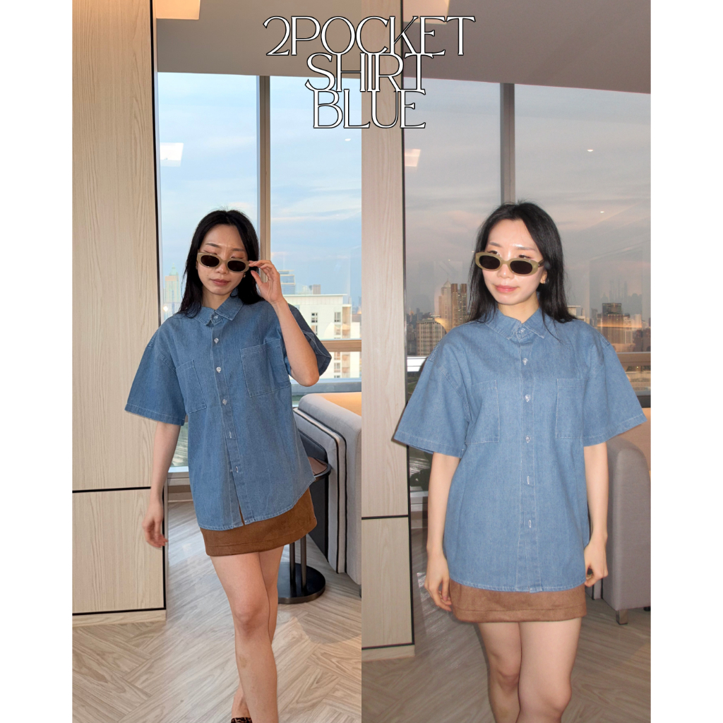 UIUI | 2POCKET DENIM SHIRT เสื้อเชิ้ตกระดุม กระเป๋าหน้า รูปที่ 6