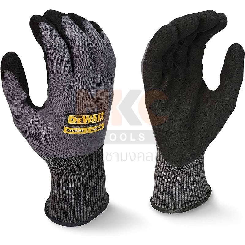 DEWALT ถุงมือไนล่อนเคลือบพียูสีดำ (ไซส์ M ,L)