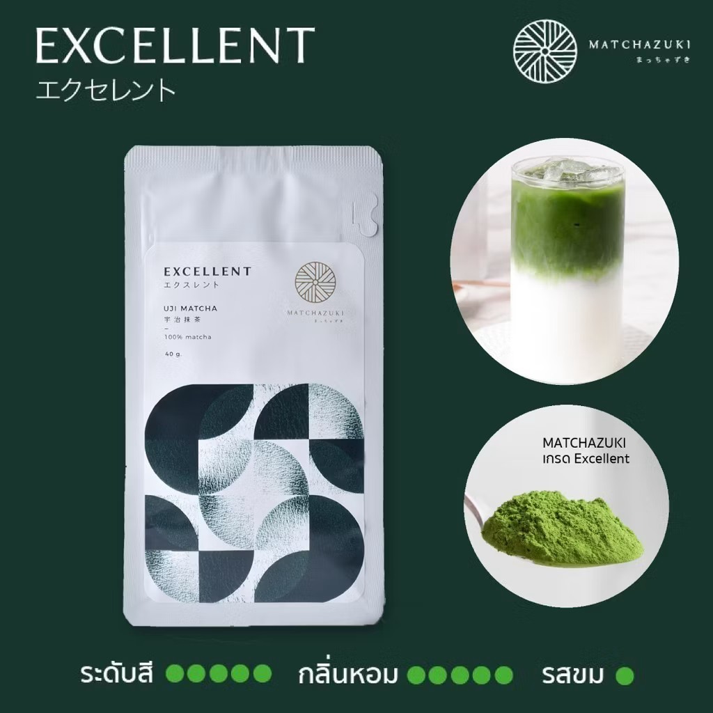 [ของแท้] MATCHAZUKI ผงชาเขียวมัทฉะพรีเมี่ยมจากญี่ปุ่น  เกรด Excellent   ขนาด 40g