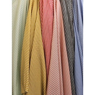 ผ้าเมตร/ผ้าหลา เครปเวียดนามพิมพ์ลายตาราง หน้ากว้าง60นิ้ว