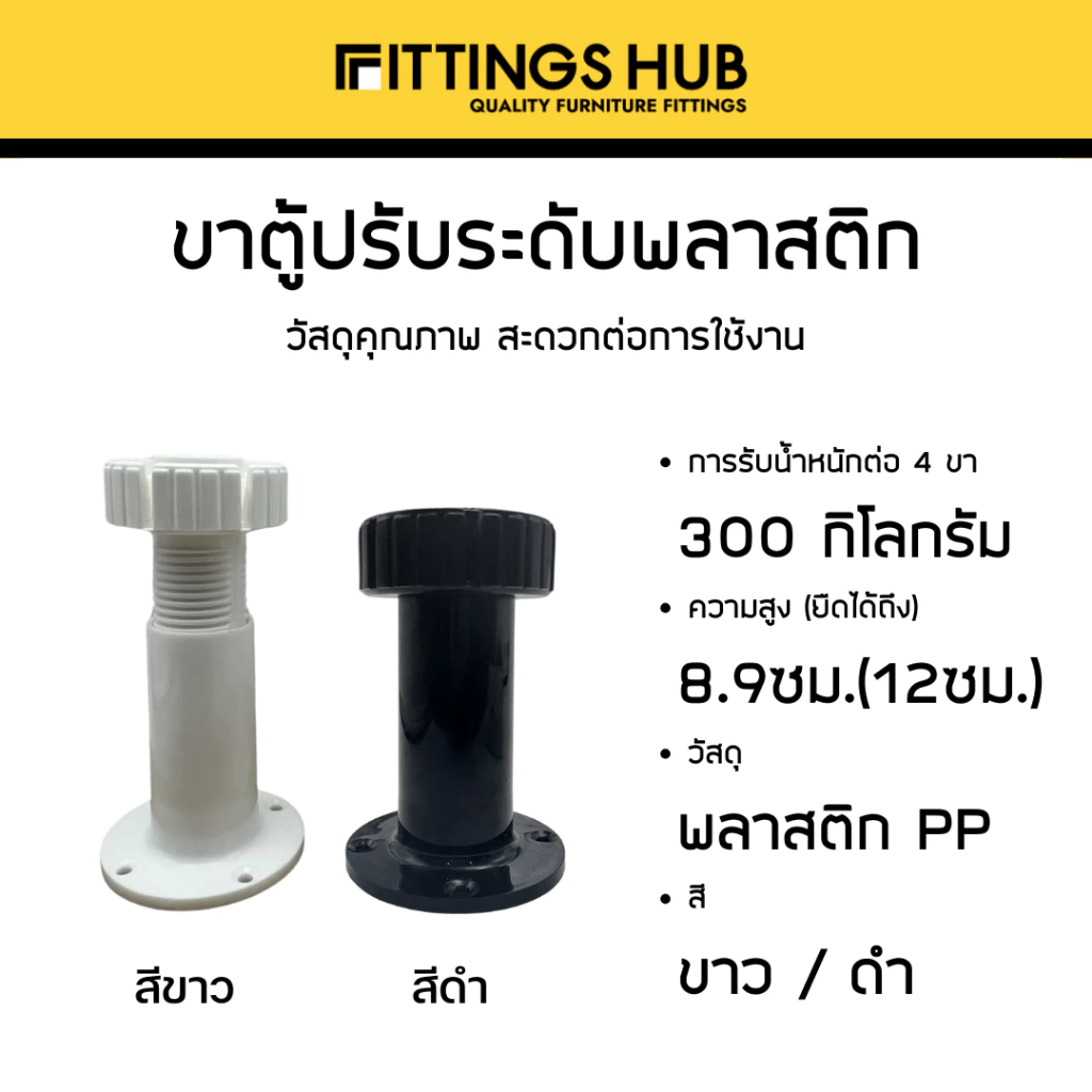 ขาปรับตู้ครัว ขาปรับระดับตู้สีขาว / กิ๊ฟล๊อค - Fittingshub