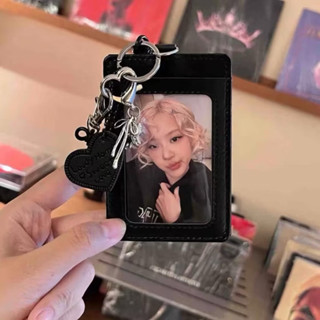 🖤🪽พร้อมส่ง!เฟรมใส่การ์ด หนังสีดำ ขนาด3นิ้ว card holder ห้อยก…