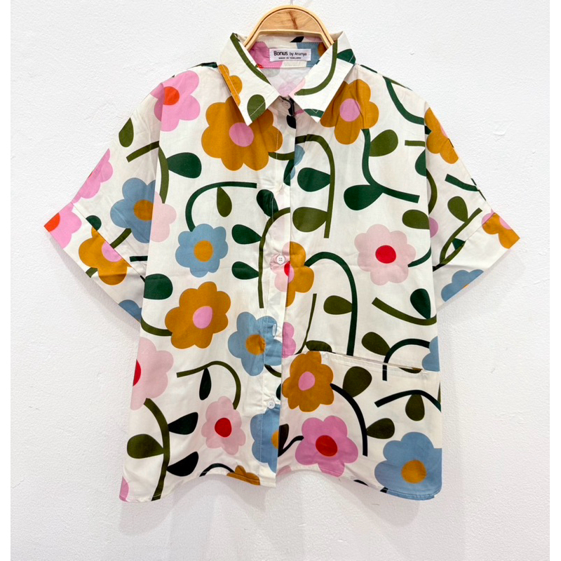 🏷ป้ายBonus by Ananya # ‼️เสื้อคอปกเชิ้ตแขนสั้นผ้าคอตตอนญี่ปุ่น 🇯🇵100% เสื้อแขนสั้นเบิ้ลปลายแขน