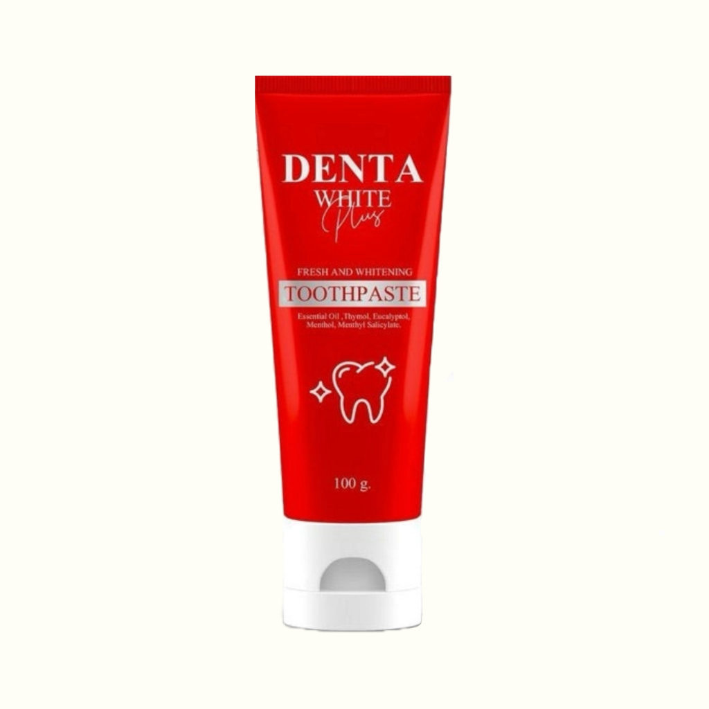 เดนต้าไวท์ พลัส ยาสีฟันยายผึ้ง DENTA WHITE PLUS ฟลูออไรด์ 1500 PPM 1 หลอด 100 กรัม