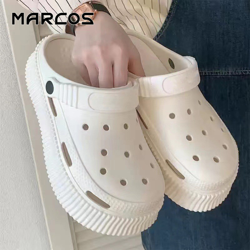 MARCOS รองเท้าผู้หญิงมีรู รองเท้ารัดส้นผู้หญิง รองเท้าผู้หญิงมีรู รองเท้าแตะฤดูร้อน นุ่มสบายสุดๆ รองเท้าแตะกันลื่น สำหรั