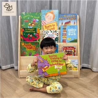 (Heaviest!) Montessori ชั้นวางหนังสือเด็ก ไม้จริงทั้งชิ้น 4 Tier / Kids Bookshelf Solid Thailand Rubber Wood 4 Tier