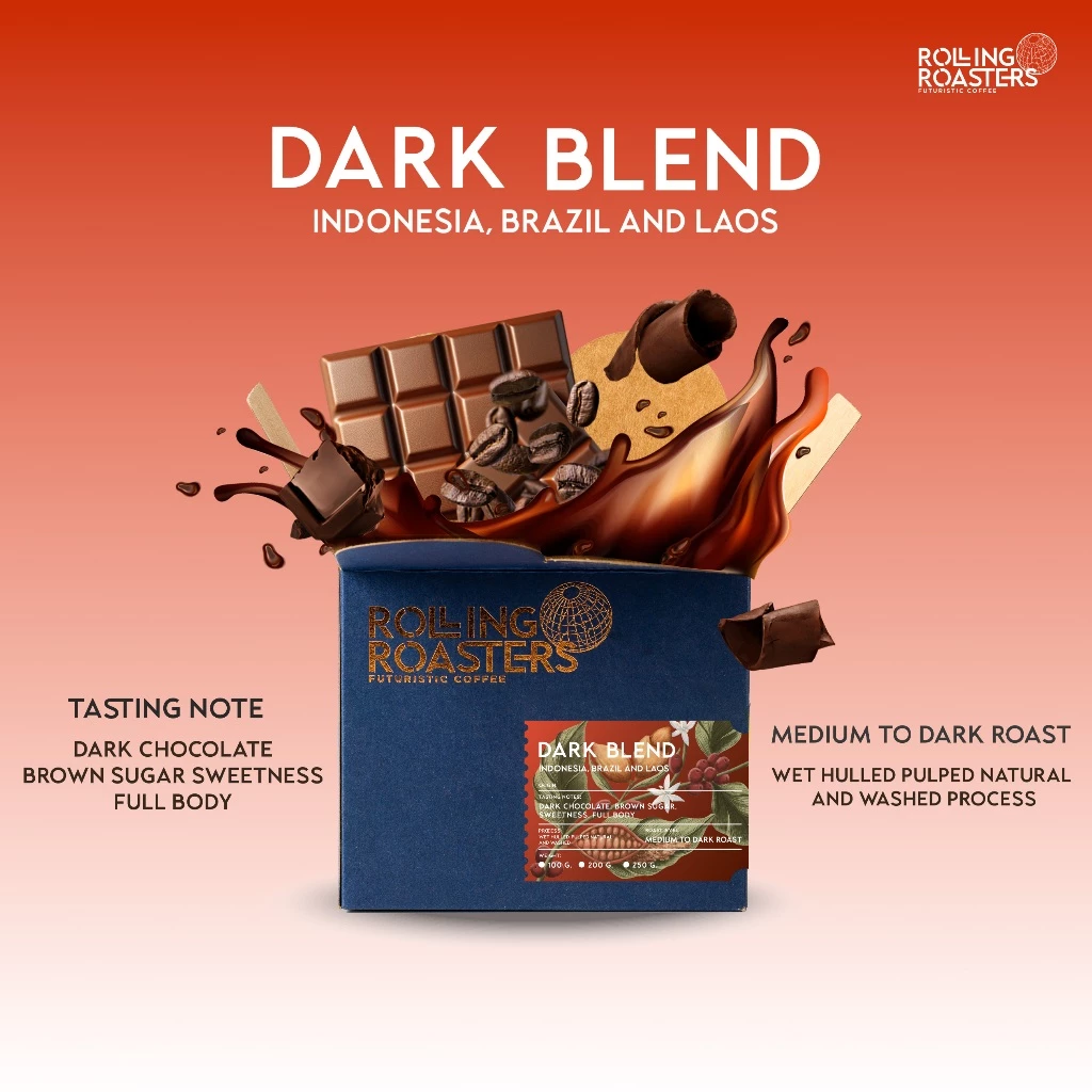 Rolling Roasters เมล็ดกาแฟคั่วเข้ม DARK BLEND - ขนาด 250g