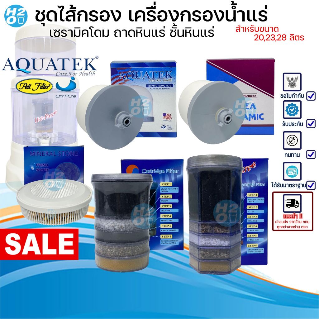 ชุดไส้กรอง เซรามิค โดม ถาดหินแร่ ชั้นหินแร่ สำหรับ เครื่องกรองน้ำแร่ ขนาด 20,23,28 ลิตร