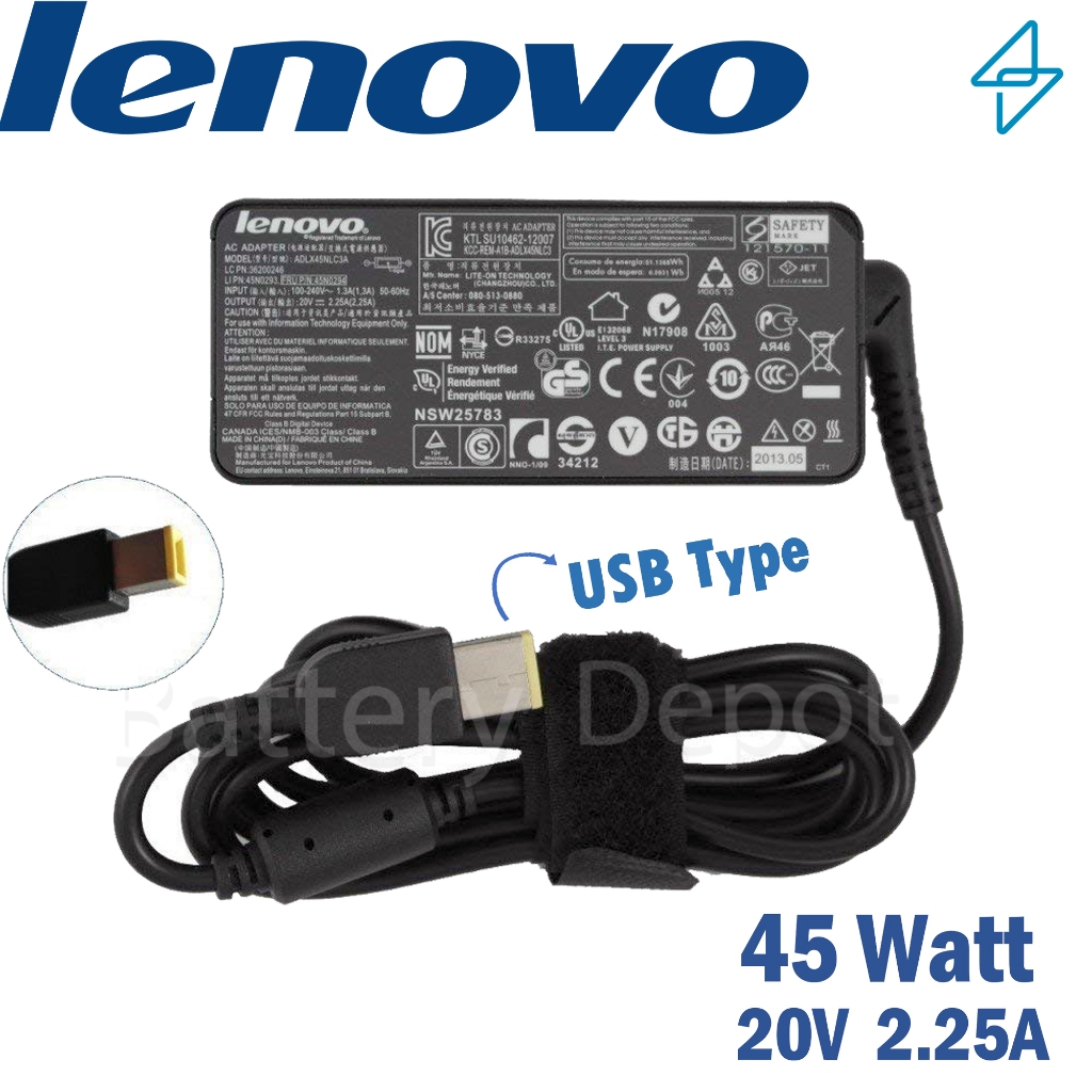 Lenovo Adapter ของแท้ Lenovo V110 (17") V110-17IKB V110-17ISK Z50-70 Z50-75 Z50-80 45w USB สายชาร์จ 