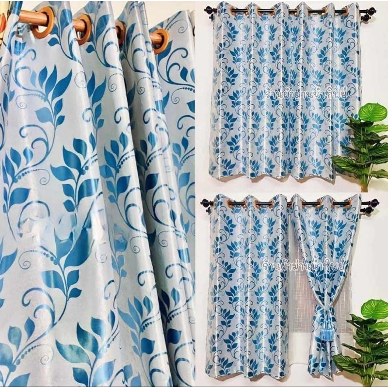 แนะนำ ผ้าม่าน ผ้าม่านหน้าต่างกันแสง ผ้าม่านประตู สำเร็จรูป เกรดA กันแสงยูวี 90%-98% ลายใบไม้ใหญ่ ราคาพิเศษ มีเก็บเงินปลายทาง