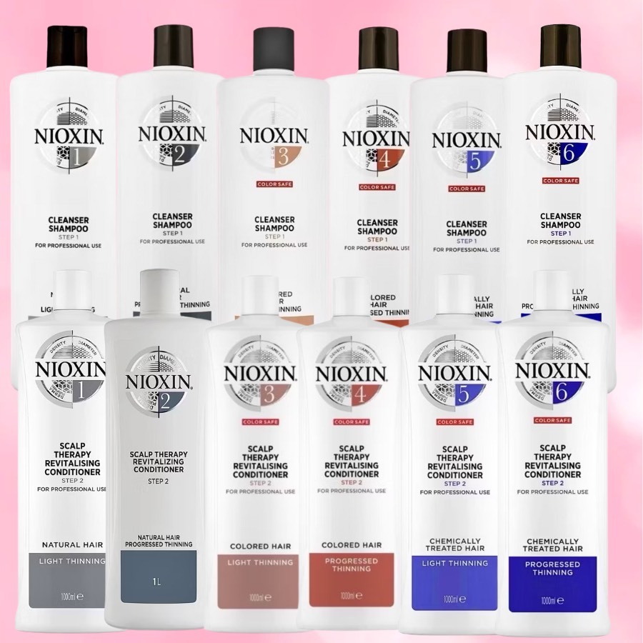 NIOXIN CLEANSER SYSTEM ขนาด 300 1000 ML. สูตร 1 ถึง 6 ลดการหลุดร่วงเส้นผม แชมพู+ครีมนวดผม