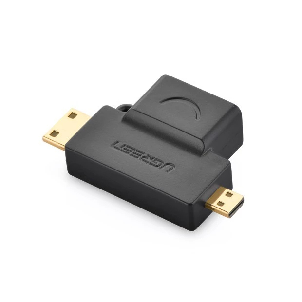 UGREEN 20144 หัวปลั๊กแปลงสัญญาณ จาก Mini HDMI และ Micro HDMI ไปเป็น HDMI ตัวเมีย (สีดำ)
