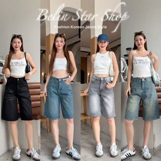 กางเกงยีนส์ กางเกงยีนส์5ส่วน เเบบวินเทจ ขากว้าง ฟอกน้ำ เหมาะ…