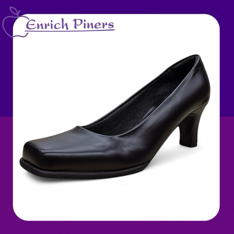 Enrich Piners รองเท้าคัทชู รุ่น 63F63 สีดำ ส้นสูง 2.5 นิ้ว - รูปที่ 2
